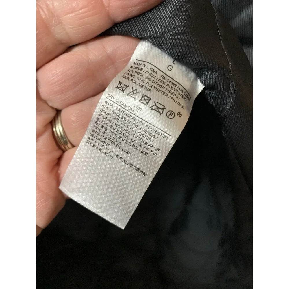 Banana Republic Large Men's Loop Button Jacket $280 Black Wool Winter‎ Coat